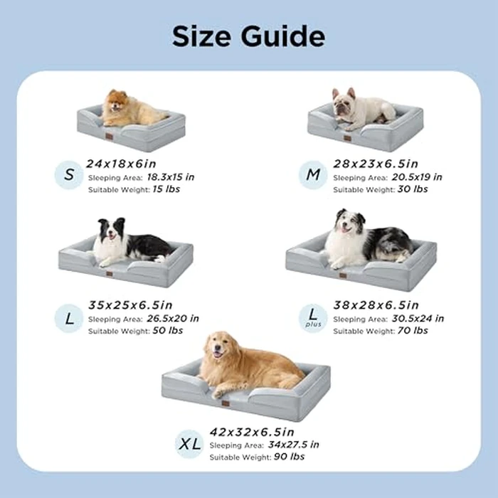 Bedsure L Plus Cooling Dog Bed for Large Dogs - Orthopedic Dog Cat Cooling Bed Washable, Big Comfort Dogs Couch Sofa with Waterproof Removable Cover, Pet Bed with Nonskid Bottom, Cooling Grey, 38" by Bedsure - Image 7