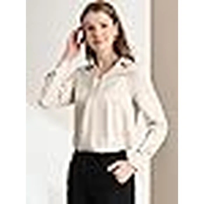 Allegra K Women's Silk Top Elegant V Neck Satin Blouse Long Sleeve Dressy Business Shirt Work Tops 2025 X-Large Apricot by Allegra K - Image 9
