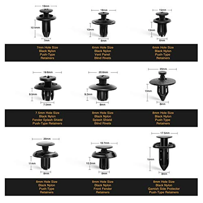 GOOACC 190 Pcs Car Retainer Clips & Fastener Remover - 18 Most Popular Sizes & Applications Auto Push Pin Rivets Set -Door Trim Panel Clips for Toyota, Honda, Nissan, Mazda - Bonus Fastener Remover by GOOACC - Image 2