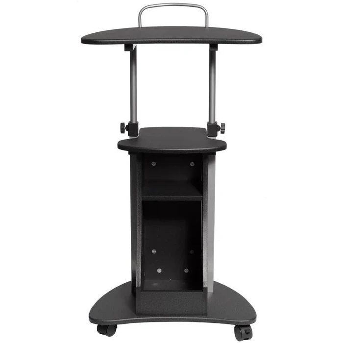 Techni Mobili Sit-to-Stand Rolling Adjustable Height Laptop Cart with Storage - Black by Techni Mobili - Refurbished - Excellent condition