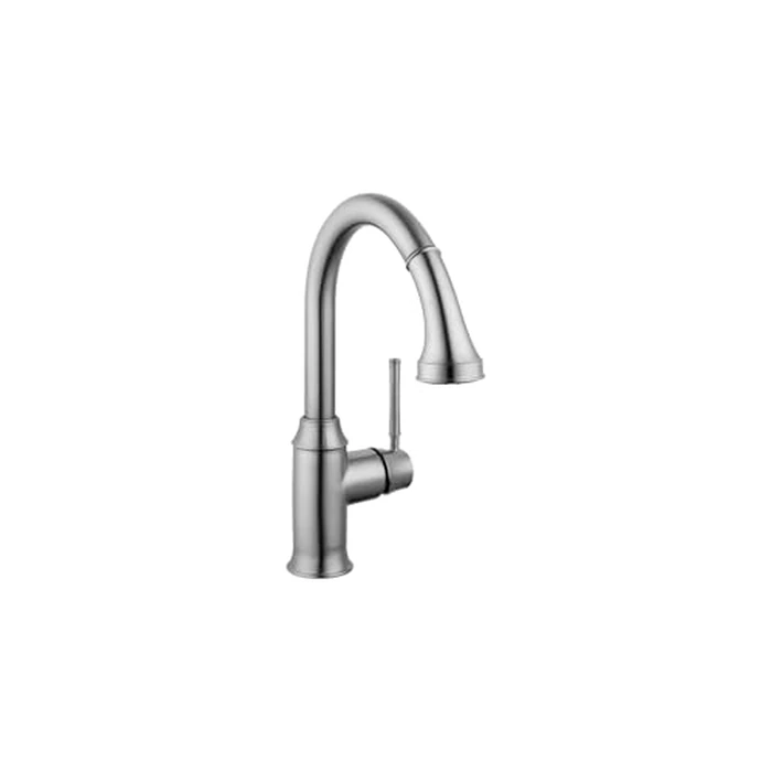 hansgrohe Talis C Stainless Steel Bar Kitchen Faucet, Kitchen Faucets with Pull Down Sprayer, Faucet for Kitchen Sink, Magnetic Docking Spray Head, Stainless Steel Optic 04216800 by hansgrohe - Used - Very Good condition