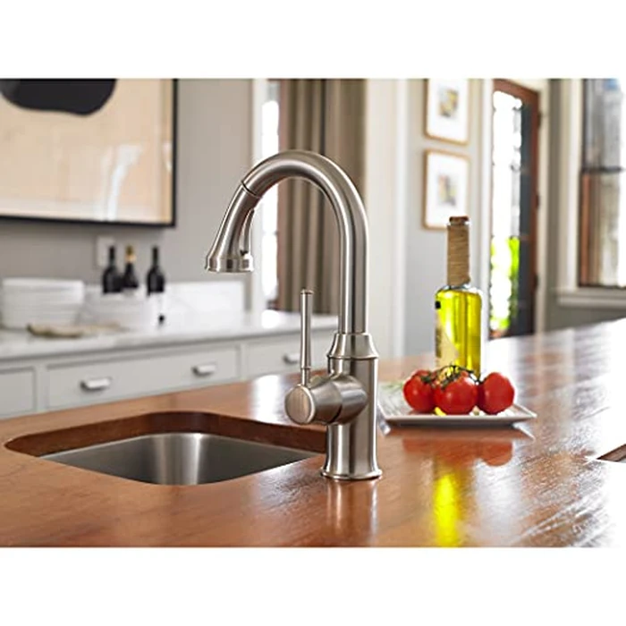 hansgrohe Talis C Stainless Steel Bar Kitchen Faucet, Kitchen Faucets with Pull Down Sprayer, Faucet for Kitchen Sink, Magnetic Docking Spray Head, Stainless Steel Optic 04216800 by hansgrohe - Image 4
