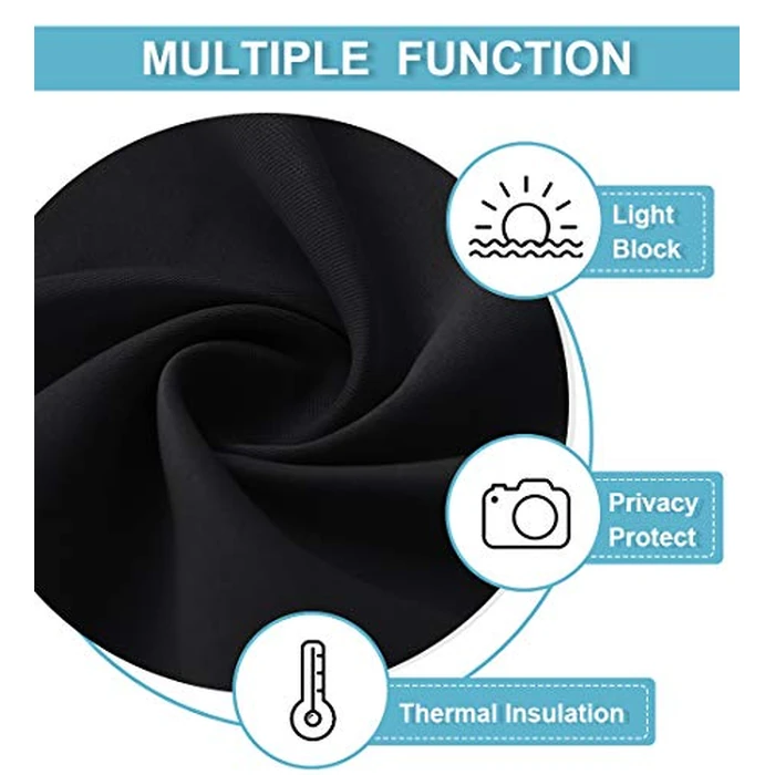 RYB HOME 54 inch Blackout Curtains for Living Room, Rod Pocket Thermal Insulated Small Window Drapes Room Darkening Shades for Bedroom Studio Dorm, W 42 x L 54 inch, Set of 2 Panels, Black by RYB HOME - Image 6