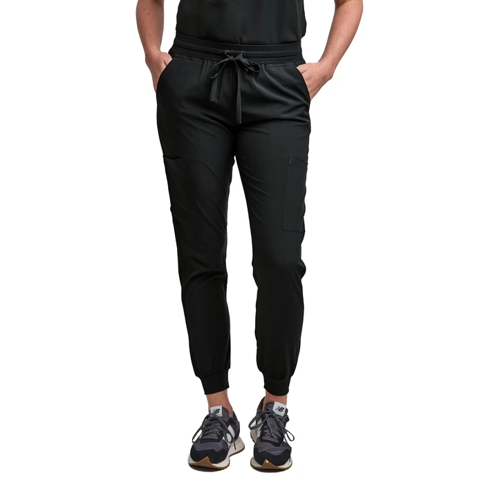 Green Town Scrubs for Women Scrub Set - Jogger Pant and Tuck-In V-Neck Top, 5 Pockets, Yoga Waistband, Nursing Uniform-Black-Small by Green Town - Image 4