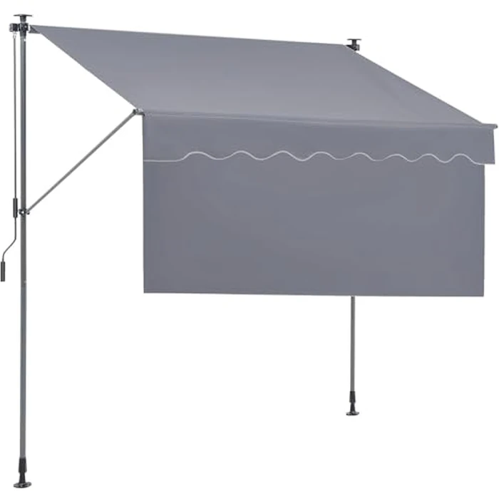 VEVOR Manual Retractable Awning, 78" Outdoor Retractable Patio Awning Sunshade Shelter, Adjustable Patio Door Window Awning Canopy with 39" Sun Shade Curtain for Backyard, Garden, Balcony by VEVOR - Used - Very Good condition