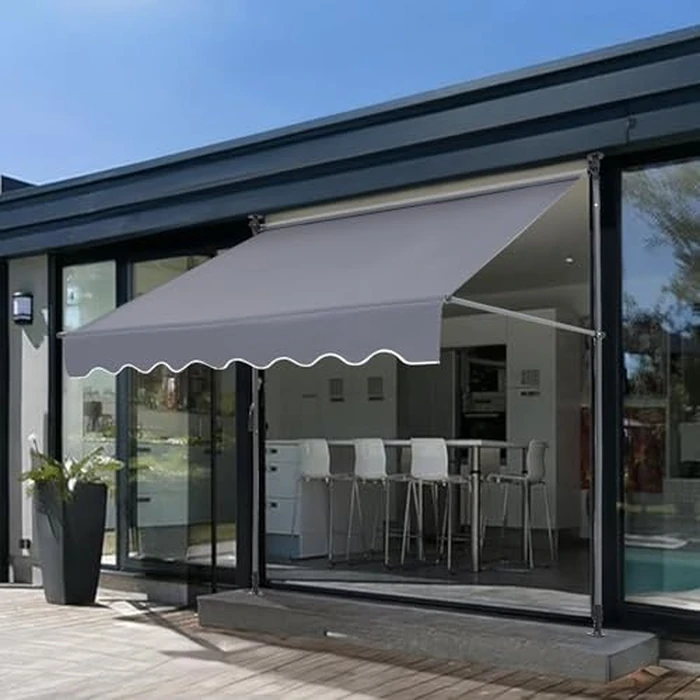VEVOR Manual Retractable Awning, 78" Outdoor Retractable Patio Awning Sunshade Shelter, Adjustable Patio Door Window Awning Canopy with 39" Sun Shade Curtain for Backyard, Garden, Balcony by VEVOR - Image 8
