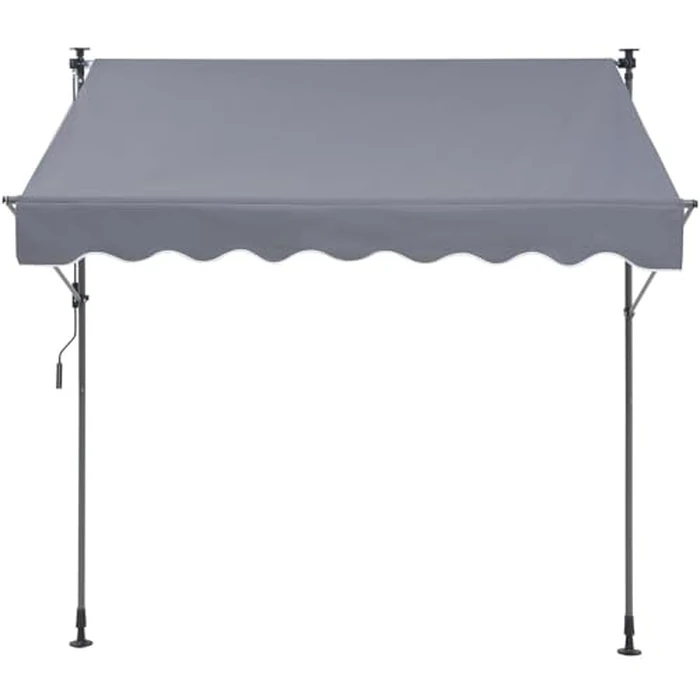VEVOR Manual Retractable Awning, 78" Outdoor Retractable Patio Awning Sunshade Shelter, Adjustable Patio Door Window Awning Canopy with 39" Sun Shade Curtain for Backyard, Garden, Balcony by VEVOR - Image 9