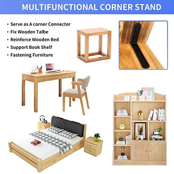 20 PCS Black Corner Bracket Heavy Duty Shelf Brackets 5 x 3 Inch L Corner Brace Joint Angle Bracket for Shelves, Furniture Cabinet Bookshelf with Screws by Emeroll - Image 3