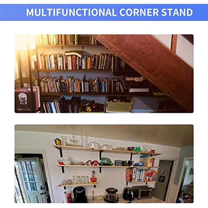 20 PCS Black Corner Bracket Heavy Duty Shelf Brackets 5 x 3 Inch L Corner Brace Joint Angle Bracket for Shelves, Furniture Cabinet Bookshelf with Screws by Emeroll - Image 4