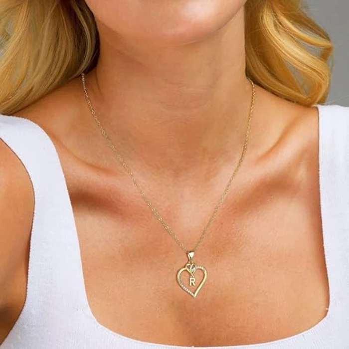 STORUP Heart Initial Necklaces for Women, Heart Initial S Pendant Necklace Dainty Heart Necklaces 14K-Gold-Plated Heart Necklaces for Women Jewelry for Women Gifts by STORUP - Image 4