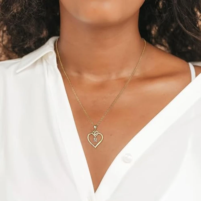 STORUP Heart Initial Necklaces for Women, Heart Initial S Pendant Necklace Dainty Heart Necklaces 14K-Gold-Plated Heart Necklaces for Women Jewelry for Women Gifts by STORUP - Image 7