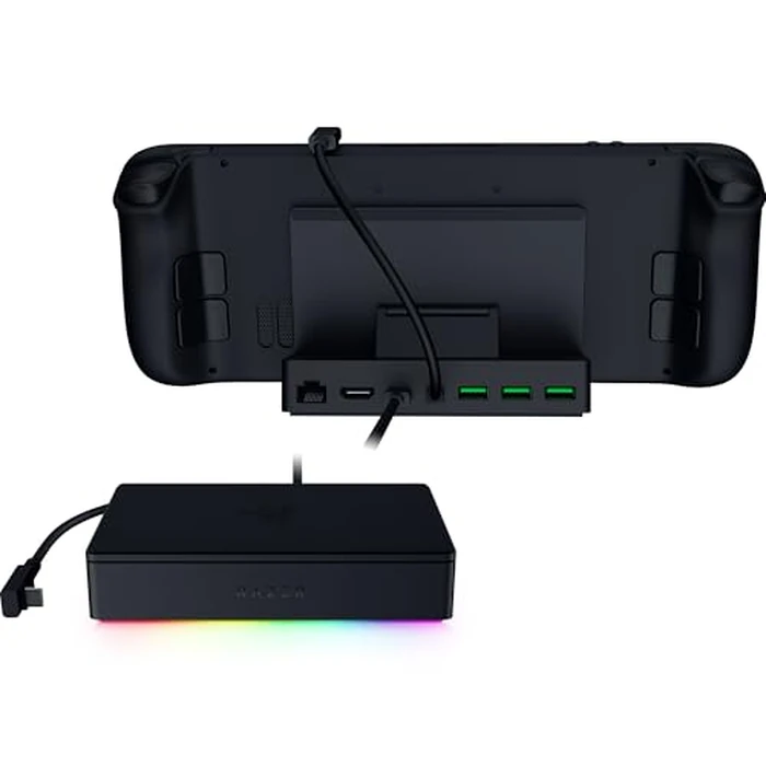 Razer Handheld Dock Chroma: Charging Hub & Expand Connectivity for Mobile Gaming & Tablets - iPhone 16, Steam Deck, ROG Ally, Switch & More - USB C, USB A (3), HDMI, GbE - 100W Power Passthrough by Razer - Used - Like New condition - CA$90.04