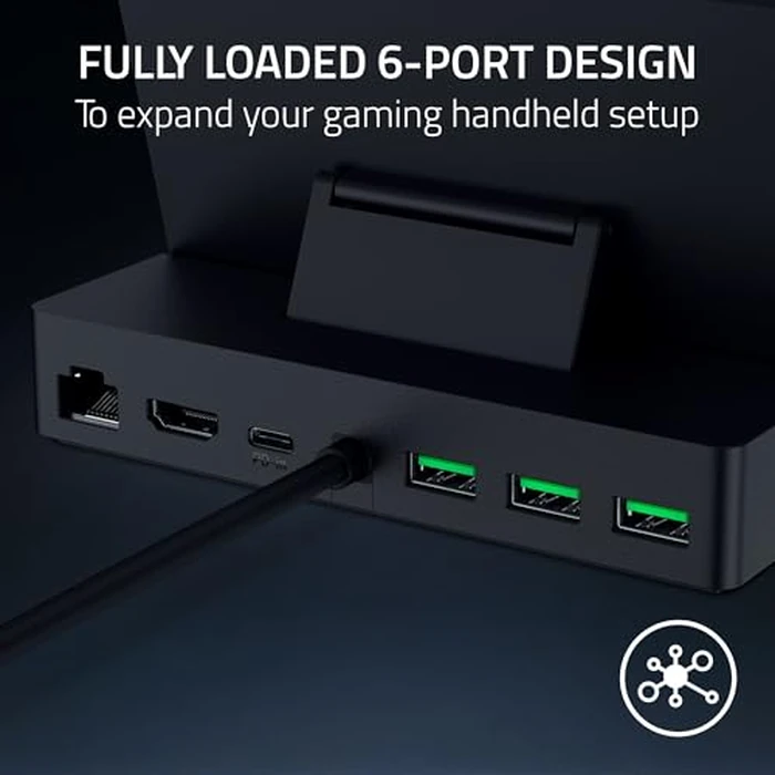 Razer Handheld Dock Chroma: Charging Hub & Expand Connectivity for Mobile Gaming & Tablets - iPhone 16, Steam Deck, ROG Ally, Switch & More - USB C, USB A (3), HDMI, GbE - 100W Power Passthrough by Razer - Image 2