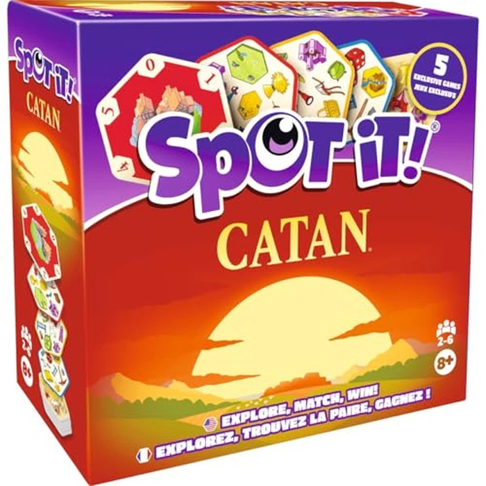 Spot It! - Catan (Bilingual French/English) - Card Games - Reflex/Party - Master the Island of Catan - Ages 6+ - 2 to 8 Players - Under 15 Minute Playtime - Made by Asmodee by Zygomatic - Image 1