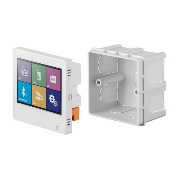 Monoprice Wall Mount Music Amplifier - 40 Watts, with Touch Screen Bluetooth 4.1, Line Level Aux, FM Radio, and Wireless IR Remote - Commercial Audio by Monoprice - Image 1