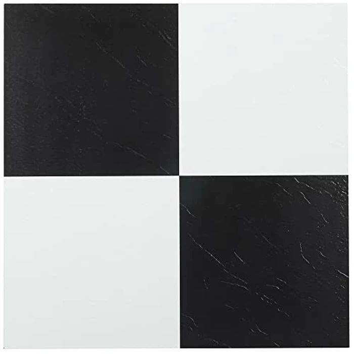 Tivoli Self Adhesive Vinyl Floor Tiles, 45 Tiles - 12" x 12", Black & White - Peel & Stick, DIY Flooring for Kitchen, Dining Room, Bedrooms, Basements & Bathrooms by Achim Home Decor by ACHIM - Image 1
