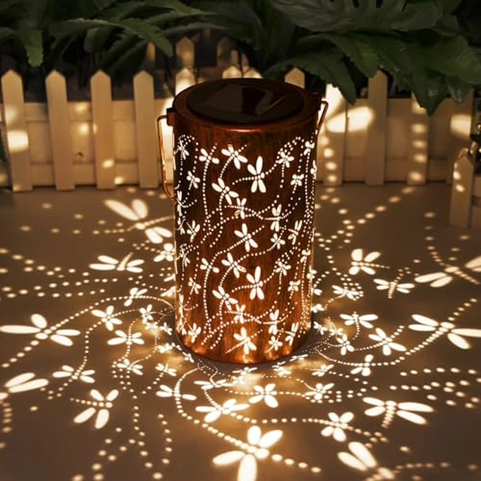 DIBIEECN Mothers Day Gifts for Mom, Birthday Gifts Grandma Ladies Solar Lanterns Outdoor Hanging Hollowed-Out Metal Waterproof LED Garden Decor Outside for Patio Yard Porch, Dragonfly, 1 Pack by DIBIEECN - Used - Like New condition