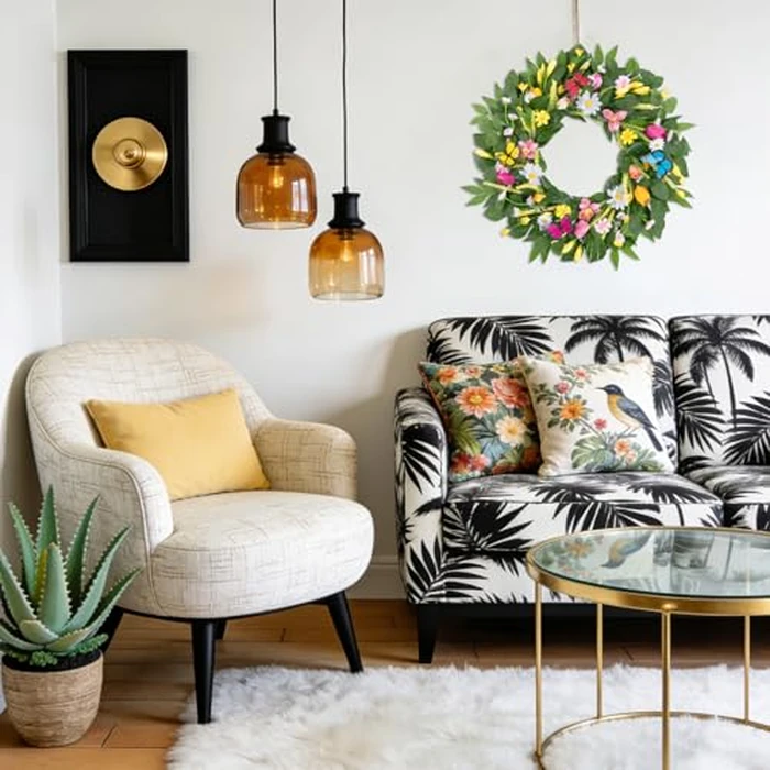 U'Artlines 22 Inch Tulip Wreath for Front Door, Spring Summer Silk Wreath with Green Leaves Colorful Butterfly Artificial Tulip Flower Wreaths for All Seasons Window Wall Wedding Valentines Day Decor by U'Artlines - Image 3