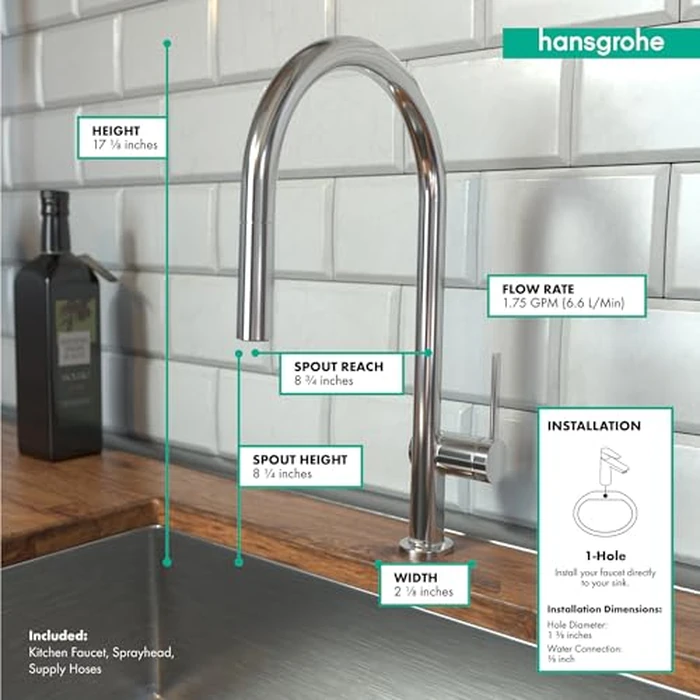 hansgrohe Talis N Chrome High Arc Kitchen Faucet, Kitchen Faucets with Pull Down Sprayer, Faucet for Kitchen Sink, Magnetic Docking Spray Head, Chrome 72857001 by hansgrohe - Image 3
