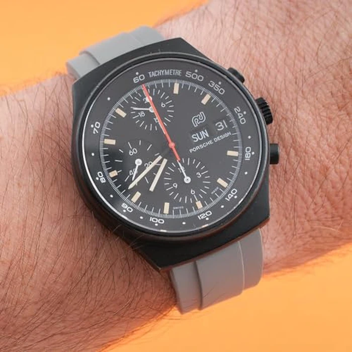 StrapHabit Quick Release Rubber Watch Strap Band FKM 20mm 22mm 24mm (Gray w/Black Buckle, 22mm) by StrapHabit - Image 4