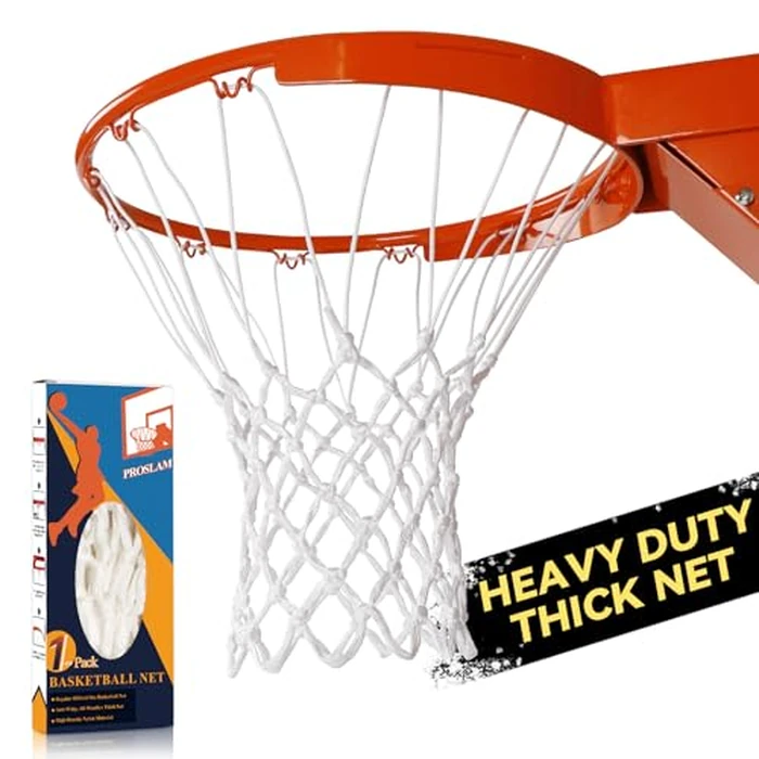 ProSlam Premium Quality Professional Heavy Duty Basketball Net Replacement - All Weather Anti Whip, Fits Standard Indoor or Outdoor Rims(Professional Standard Size, White) by ProSlam - Image 1