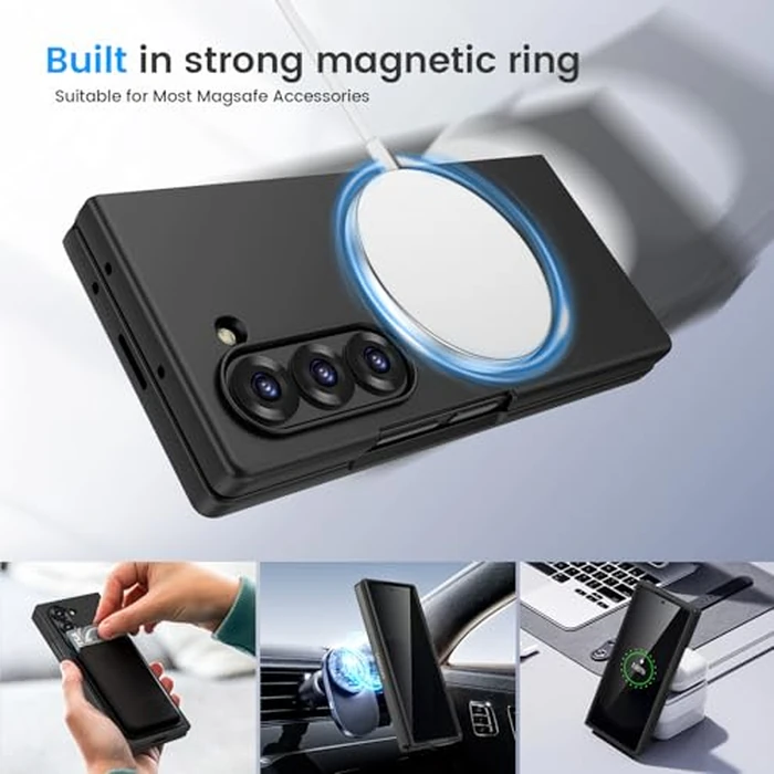 Ruky Magnetic Case for Z Fold 6, with Privacy Screen Protector, Z Fold 6 Case [Compatible with MagSafe], Slim Thin Protective Full Body Phone Cover for Samsung Galaxy Z Fold 6 5G, Black by Ruky - Image 4