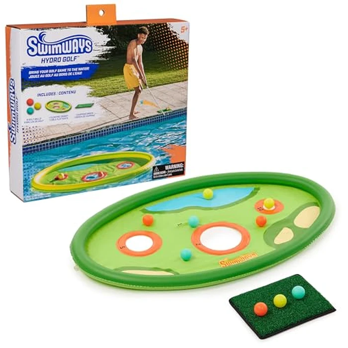 SwimWays Hydro Golf, Pool Toys for Kids and Adults, Floating Swimming Pool Game with Golf Balls and Chipping Green, Outdoor Toys for Kids Aged 5 & Up by SwimWays - Used - Like New condition - US$19.35