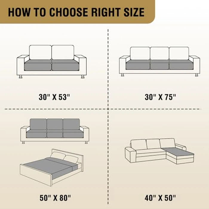 H.VERSAILTEX Sectional Couch Covers, 100% Waterproof Sofa Covers for Pets and Kids, Machine Washable Furniture Protector for Dogs (40x50 Inch, French Oak/Beige) by H.VERSAILTEX - Image 2