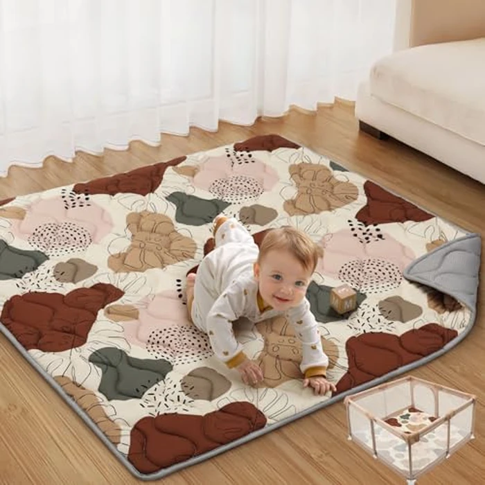 Blissful Diary Baby Play Mats for Floor, 50x50 Crawling Mat for Playpen, Thicken Soft Padding Foam Playmats for Babies and Toddlers Infants, Foldable and Machine Washable, Boho Design by Blissful Diary - Used - Very Good condition - US$31.14