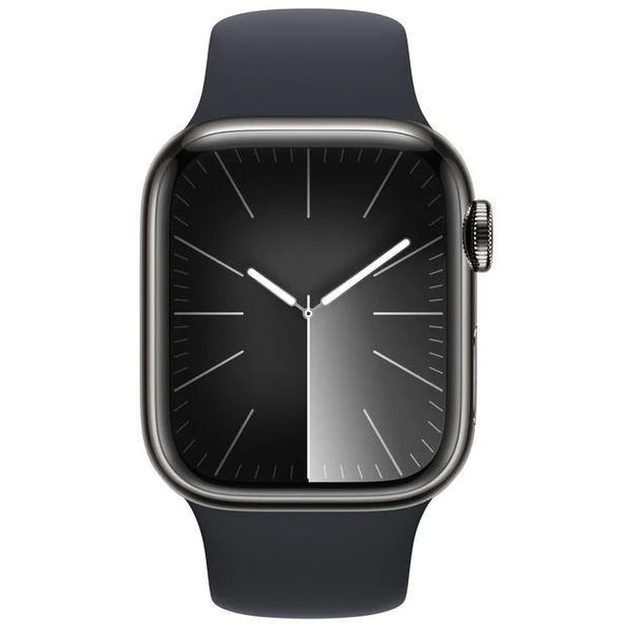 Apple Watch Series 9 (Cellular + GPS) - 64GB - 41mm - Graphite Aluminum Case with Midnight Rubber Sport Band - Small/Medium Size by Apple - Image 1