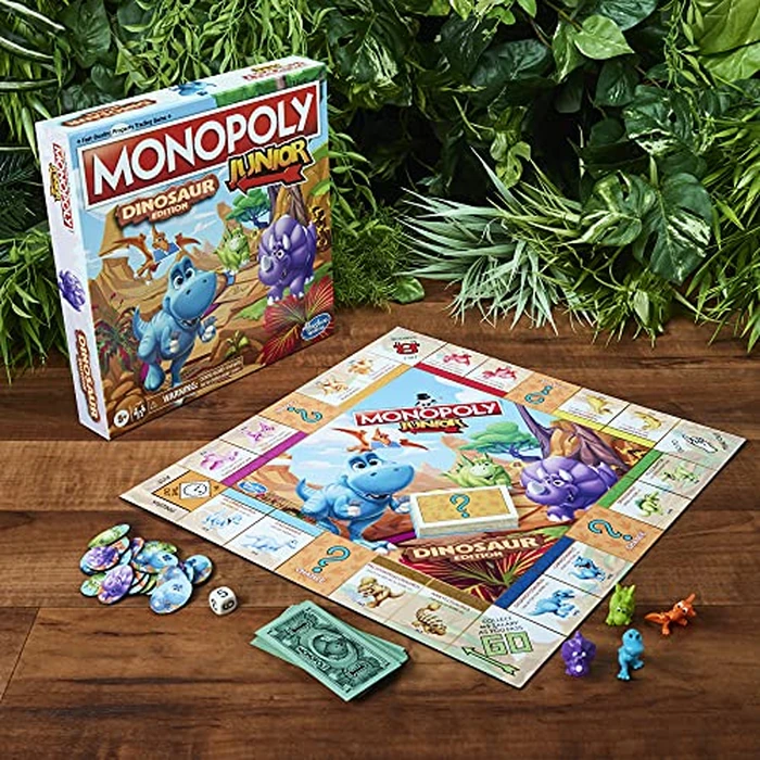 Hasbro Gaming Monopoly Junior Dinosaur Edition Game | Kids Board Games with Dino-Themed Toy Tokens | 2-4 Players for Boys & Girls | Ages 5+ (Amazon Exclusive) by Monopoly - Image 2