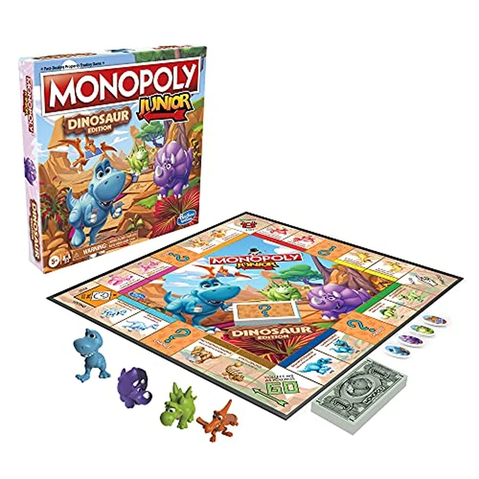 Hasbro Gaming Monopoly Junior Dinosaur Edition Game | Kids Board Games with Dino-Themed Toy Tokens | 2-4 Players for Boys & Girls | Ages 5+ (Amazon Exclusive) by Monopoly - Image 8