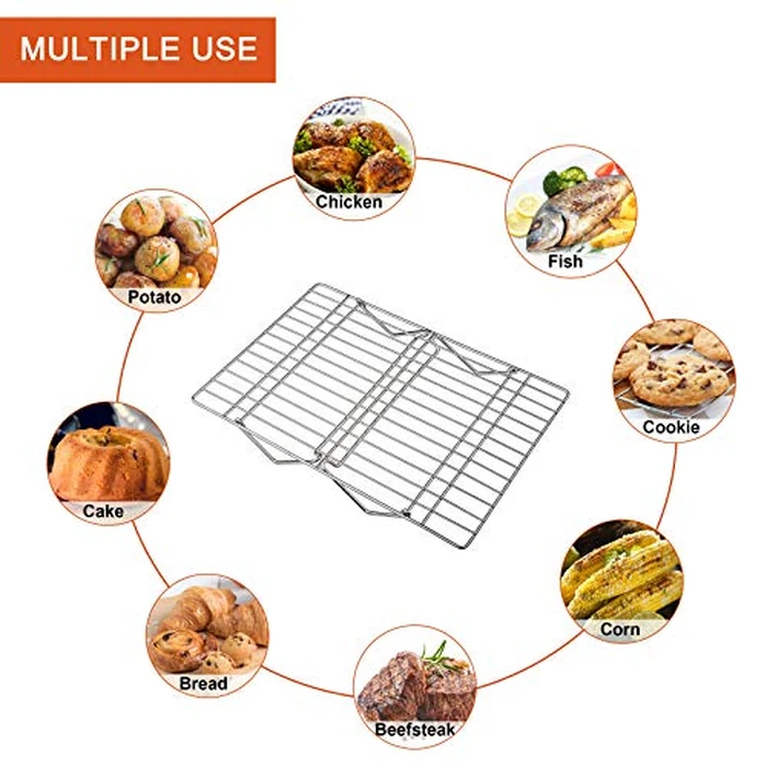 P&P CHEF Cooling Rack, 5-Tier Stainless Steel Stackable Baking Cooking Racks for Cooling Roasting Grilling, Collapsible & Heavy Duty, Oven Safe & Easy Clean, 15" x 10", Silver by P&P CHEF - Image 5