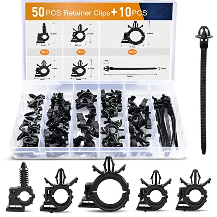 GOOACC 60Pcs Car Wire Loom Routing Clips Assortment - 6 Different Sizes Universal Wiring Harness Routing Clip Replacement Parts for Honda GM Mazda by GOOACC - Image 1