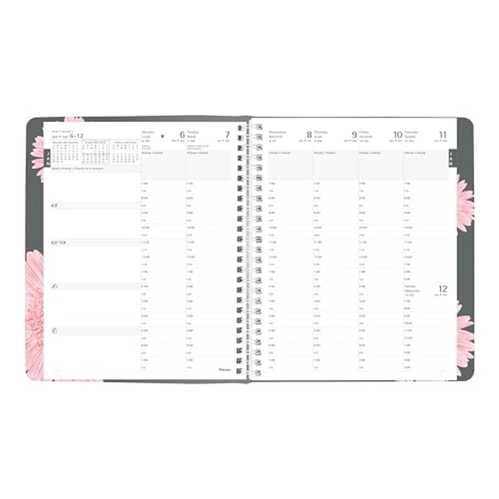 Blueline(R) 2025 Timanager(R) Planifi-Action(R) Pink Weekly/Monthly Planner, Appointment Book, 13 Months, December to December, Twin-Wire Binding, 8.5" x 6.75", Pink Daisy, Bilingual (CBBM2.PNK-25) by BLUELINE - Image 5