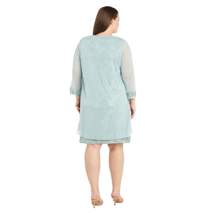 R&M Richards Women's Lace Sheath Dress W/Beaded Neckline & Draped Chiffon Jacket by R&M Richards - Image 4