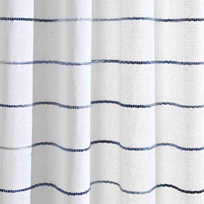 Lush Decor Ombre Stripe Yarn Dyed Recycled Cotton Blend Shower Curtain Single 72" W x 78" L Navy/Multi - Extra Long Shower Curtain - Boho, Farmhouse & Coastal Bathroom Decor by Lush Decor - Image 4
