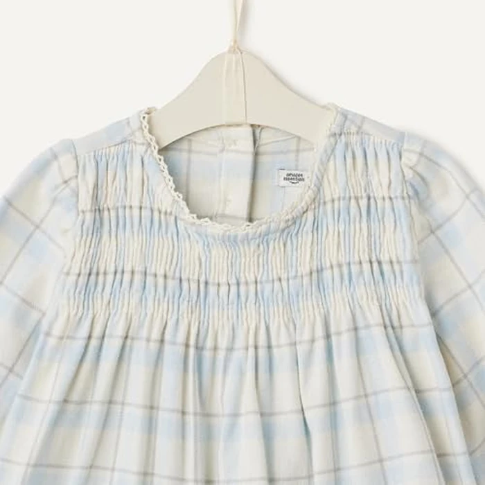 Amazon Essentials x Sofia Grainge Baby Girls' Long Sleeve Flannel Set, Ivory Light Blue Simple Plaid, 24 Months by Amazon Essentials - Image 5