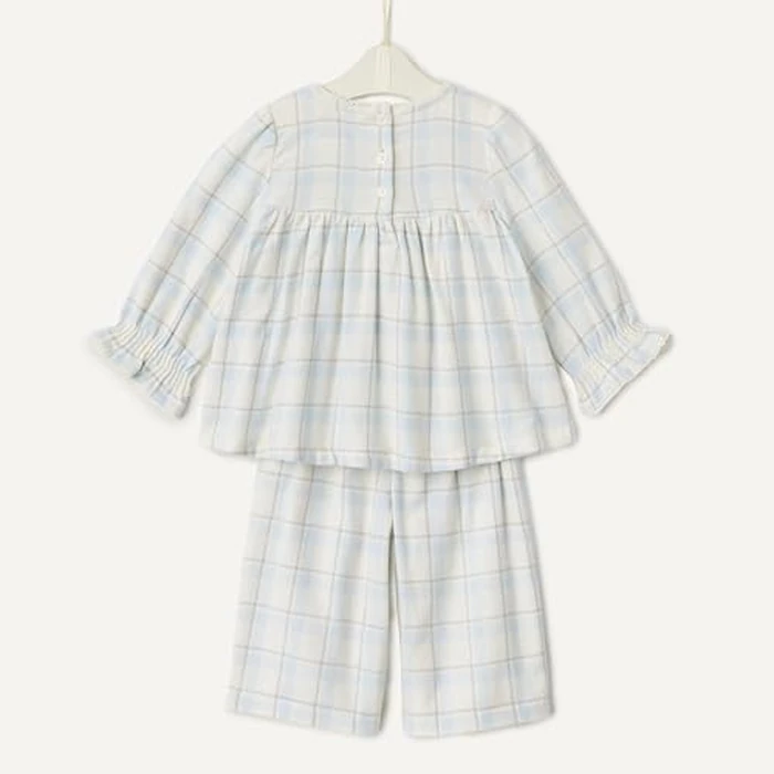 Amazon Essentials x Sofia Grainge Baby Girls' Long Sleeve Flannel Set, Ivory Light Blue Simple Plaid, 24 Months by Amazon Essentials - Image 6