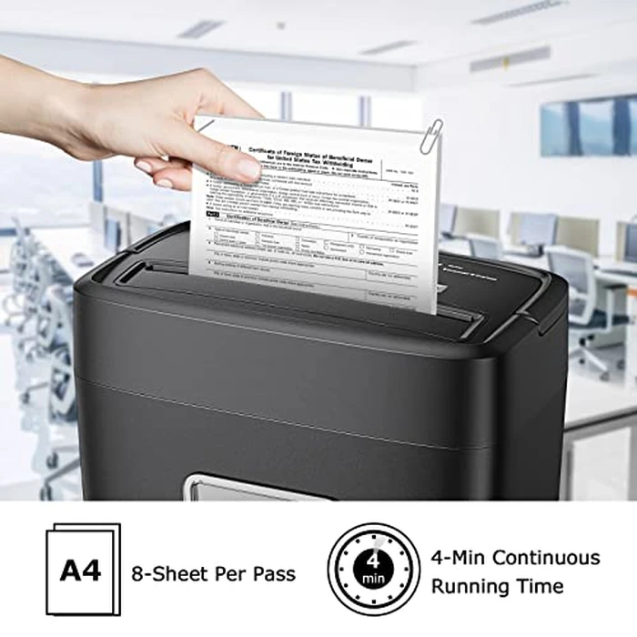 Bonsaii Paper Shredder, 8-Sheet Crosscut Home Office Shredder with 4.2 Gallon Bin, P-4 Security Level Document Shredder Shred Credit Card/Mail/Staple/Clip (C261-C Updated) by bonsaii - Image 3