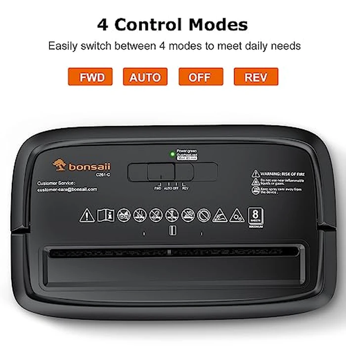 Bonsaii Paper Shredder, 8-Sheet Crosscut Home Office Shredder with 4.2 Gallon Bin, P-4 Security Level Document Shredder Shred Credit Card/Mail/Staple/Clip (C261-C Updated) by bonsaii - Image 4
