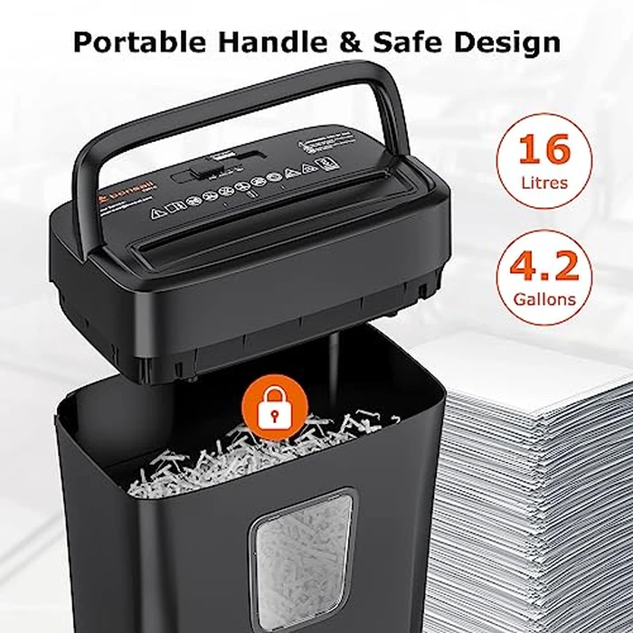 Bonsaii Paper Shredder, 8-Sheet Crosscut Home Office Shredder with 4.2 Gallon Bin, P-4 Security Level Document Shredder Shred Credit Card/Mail/Staple/Clip (C261-C Updated) by bonsaii - Image 7