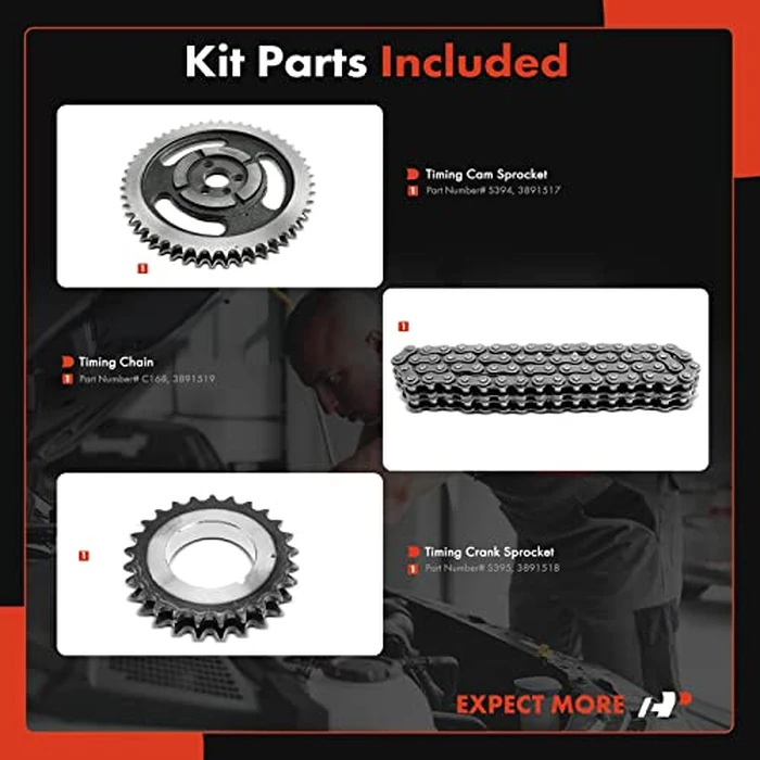 A-Premium Engine Timing Chain Kit W/Sprocket [fits OHV, 8Cyl] Compatible with Chevy & GMC, fits Camaro, Chevelle, Jimmy, Biscayne & C,G,K,R,P, Class C20 G20 P35 K1500 Suburban, Sprint, Nova, B6000 by A-Premium - Image 2