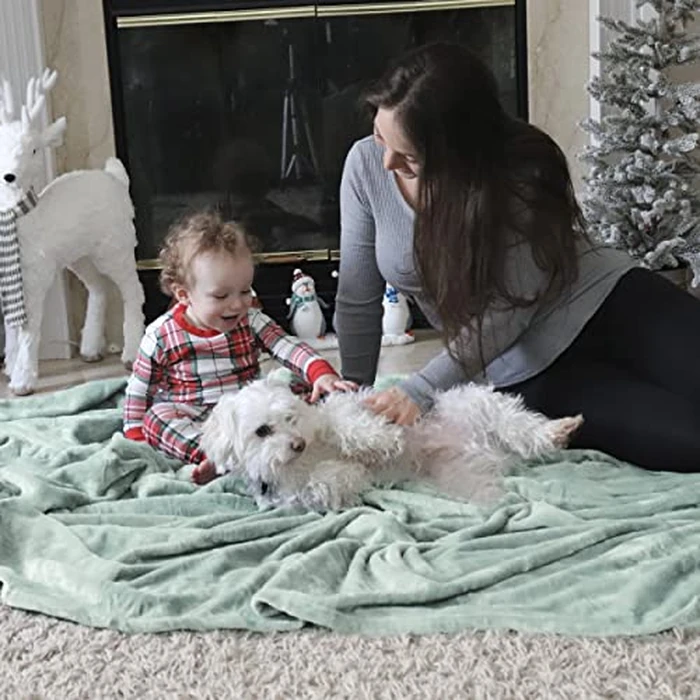 Bedsure GentleSoft Fleece Throw XL Blanket Sage Green - 300GSM Soft Lightweight Plush Cozy Blankets for Bed, Sofa, Couch, Travel, Camping, 50x70 inches by Bedsure - Image 8