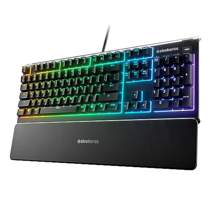 SteelSeries Apex 3 RGB Gaming Keyboard - 10-Zone RGB Illumination - IP32 Water Resistant - Premium Magnetic Wrist Rest (Whisper Quiet Gaming Switch) by SteelSeries - Used - Acceptable condition - CA$50.06
