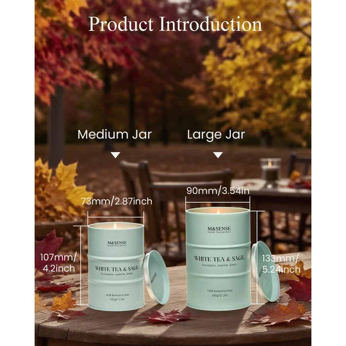 M&SENSE White Tea Sage Scented Candles Large, Natural Soy Candles 21.2oz 120 Hour Slow Burning,Aromatherapy Candle for Stress Relief Meditation Relaxing by M&SENSE - Image 5