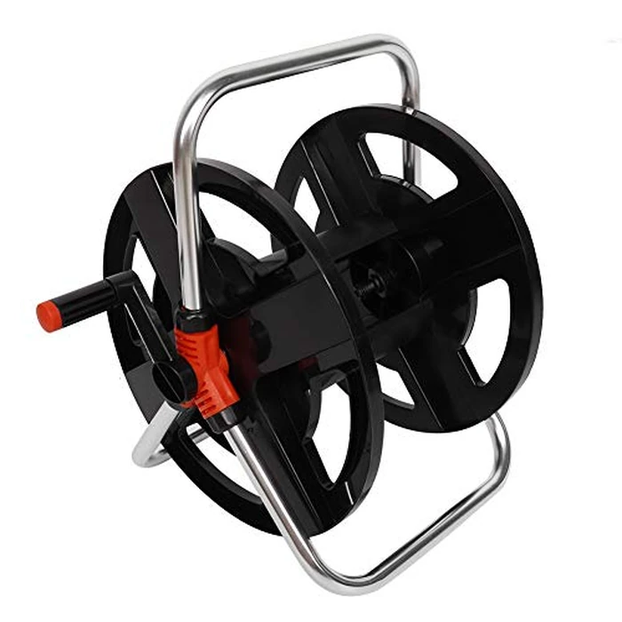 Garden Hose Reel, Heavy Duty Aluminum Hand Cranked Water Hose Reel Cart with 114ft Capacity ABS Frame, Portable Hose Holder for Yard Lawn Patio Outdoor by Tomotato - Used - Acceptable condition - US$25.59