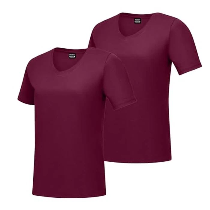 Hanes Womens Perfect-t V-neck T-shirt, Ringspun Cotton Short Sleeve Tee For 1 Or 2 Pack, Maroon - 2 Pack, XX-Large US by Hanes - Used - Like New condition