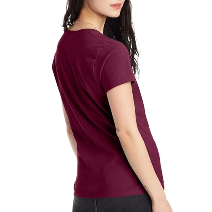 Hanes Womens Perfect-t V-neck T-shirt, Ringspun Cotton Short Sleeve Tee For 1 Or 2 Pack, Maroon - 2 Pack, XX-Large US by Hanes - Image 3