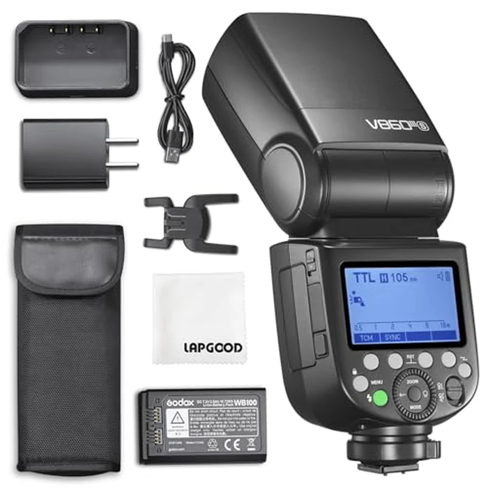 Godox V860III V860III-N Flash Speedlite for Nikon Camera,2.4G HSS 1/8000s,480 Full-Power Flashes,7.2V/2600mAh Li-ion Battery,0.01-1.5s Recycle Time,10 Levels LED Modeling Lamp by GODOX - Used - Like New condition - US$127.44